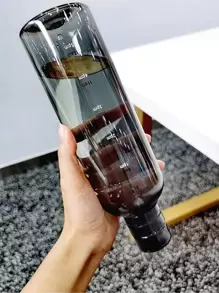 1pc High Capacity Plastic Water Bottle With Time Scale, Portable And Beautiful Drinking Cup For Women, For Outdoor, Camping - Black - View 8