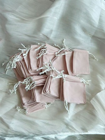 50 pcs Knitted Bottom Single-sided Flocked Drawstring Jewelry Accessories Bag