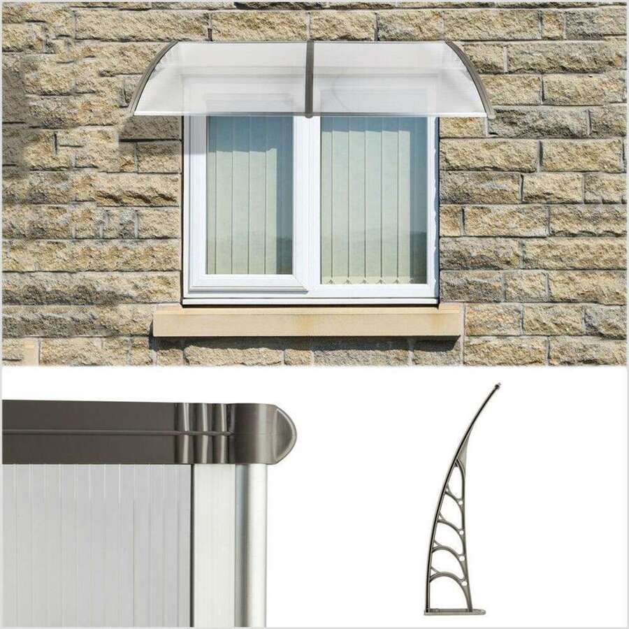 40"x 80" Gray Color Polycarbonate Front Door Window Awning Patio Cover Canopy - 白色 - 查看 1
