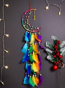 1 件甜美粉色羽毛装饰，房间墙壁装饰大号手工羽毛，家居装饰卧室创意装饰节日礼物 - 彩色 - 查看 1