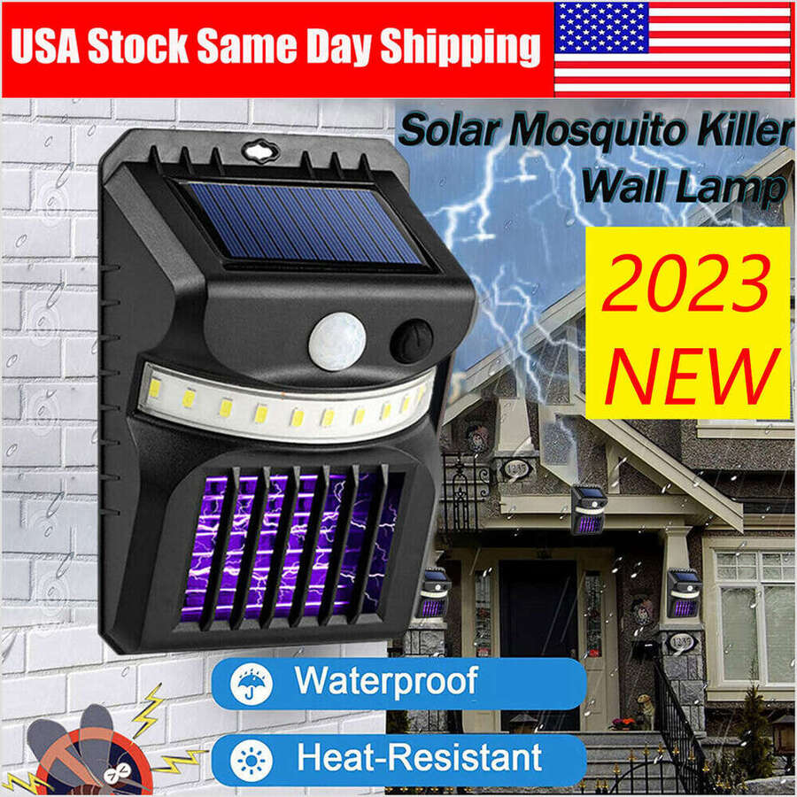 LED Bug Zapper Light Mosquito Solar Powered LED Light Trap Fly Pest Control Lamp - Black - View 1