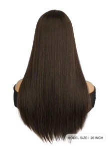 13X4X1 T型蕾絲長直型合成假髮 - 紫紅色 - 查看 4