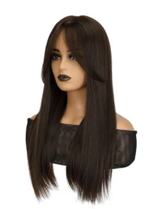 13X4X1 T型蕾絲長直型合成假髮 - 紫紅色 - 查看 2