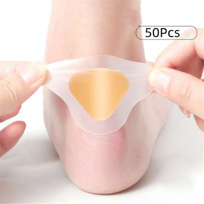 50片装三角形凝胶足跟保护贴粘性水泡垫足跟贴鞋贴止痛膏足部护理垫