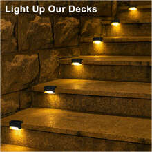 Solar Deck Lights Outdoor Waterproof LED Steps Lamps for Stairs Fence - màu đen - Xem 1
