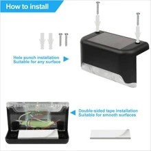 Solar Deck Lights Outdoor Waterproof LED Steps Lamps for Stairs Fence - màu đen - Xem 2