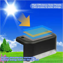 Solar Deck Lights Outdoor Waterproof LED Steps Lamps for Stairs Fence - màu đen - Xem 5