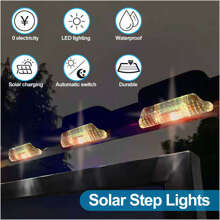 Solar Deck Lights Outdoor Waterproof LED Steps Lamps for Stairs Fence - màu đen - Xem 7