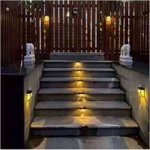Solar Deck Lights Outdoor Waterproof LED Steps Lamps for Stairs Fence - màu đen - Xem 10