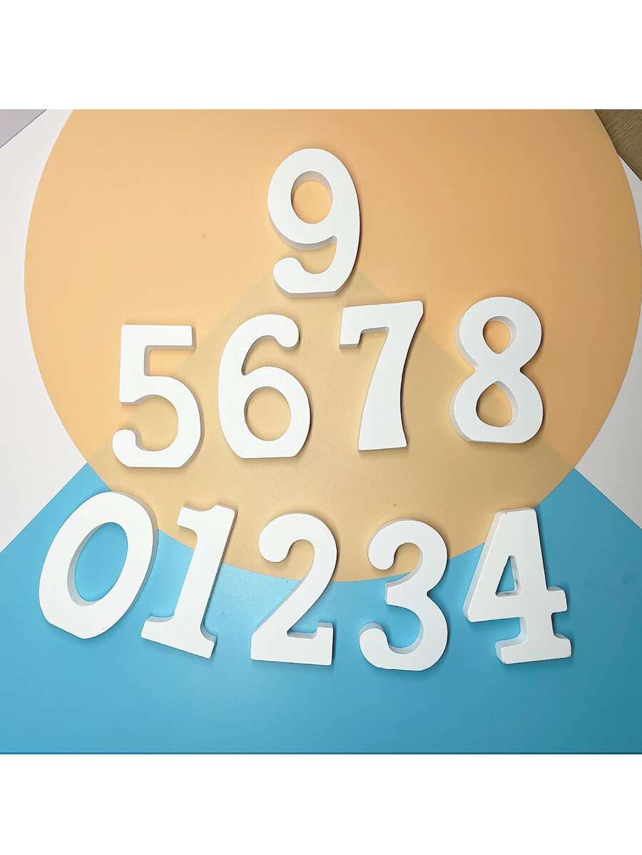 4英寸白色木頭數字適用於墻面裝飾工藝復活節,可打印站立的數字木頭標誌板適用於裝飾用品家庭派對DIY藝術繪畫 - 白色 - 查看 1