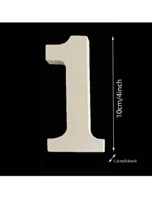 4英寸白色木頭數字適用於墻面裝飾工藝復活節,可打印站立的數字木頭標誌板適用於裝飾用品家庭派對DIY藝術繪畫 - 白色 - 查看 5