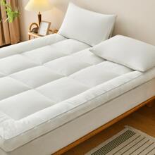 Mattress Topper Microfiber Mattress Pad Cover Quilted Mattress Cover 8-20'' Deep Fitted elastic strap Mattress Protector Down Alternative Filling Noiseless & Breathable Pillow Top White - White - View 4