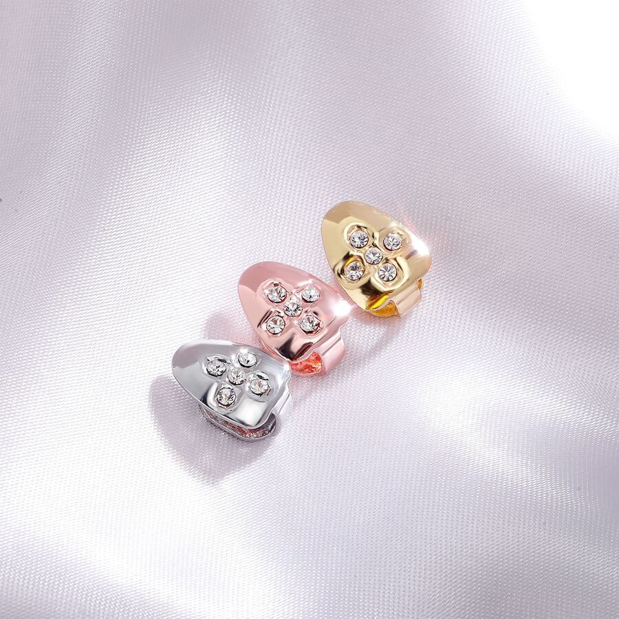 Single Iced Out Cz Hip Hop Teeth Grillz For Men And Women, Dental Jewelry - Silver - View 1