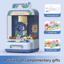 Blue Kids Mini Home Claw Machine Game, USB & Battery Powered Dual Charging Crane Claw Machine (Includes 10pcs Plush Toys & 10pcs Capsule Toys) - Hot Pink - View 7