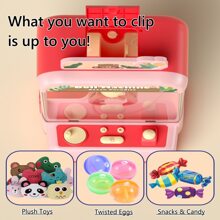 Blue Kids Mini Home Claw Machine Game, USB & Battery Powered Dual Charging Crane Claw Machine (Includes 10pcs Plush Toys & 10pcs Capsule Toys) - Hot Pink - View 4