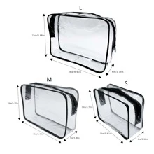 1set S/m/l Size Transparent Pvc Storage Bag, Waterproof Cosmetic Organizer Bag For Travel - Black - View 3
