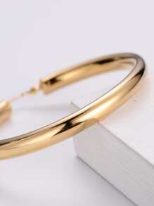4 pares de Pendientes aros de acero inoxidable chapado en oro de 18K pulidos, de estilo moderno, versátil y elegante, 8 piezas de pendientes para fiesta