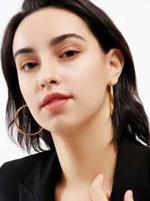 4 pares de Pendientes aros de acero inoxidable chapado en oro de 18K pulidos, de estilo moderno, versátil y elegante, 8 piezas de pendientes para fiesta