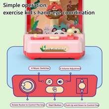 Blue Kids Mini Home Claw Machine Game, USB & Battery Powered Dual Charging Crane Claw Machine (Includes 10pcs Plush Toys & 10pcs Capsule Toys) - Hot Pink - View 2