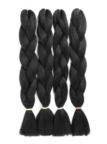 1入組黑色巨型辮子合成頭髮24英寸頭髮編織接髮辮子盒辮子頭髮合成頭髮辮子（超過四十種顏色），漸變長合成頭髮辮子，編織天然接發，女式高溫合成纖維扭曲鉤針辮子，合成接發100克 - 黑色 - 查看 5