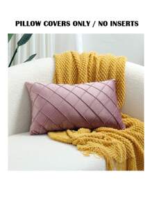 1pc Solid Color Cushion Cover Without Filler - Dusty Pink - View 5