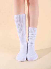 3 pares de calcetines a media pantorrilla de color liso para mujer adecuados para uso diario - Multicolor - Ver 2