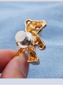 1對金色小熊腰夾，無需釘子即可收緊牛仔褲它是一種可拆卸腰部收緊工具，可以用來調節腰部尺寸