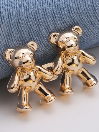 1對金色小熊腰夾，無需釘子即可收緊牛仔褲它是一種可拆卸腰部收緊工具，可以用來調節腰部尺寸