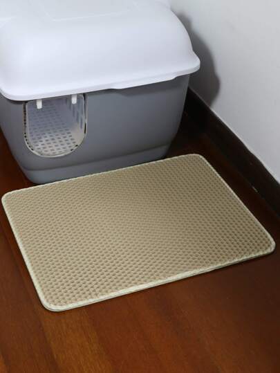 1pc Cat Litter Box Mat, Splash Proof, Brown