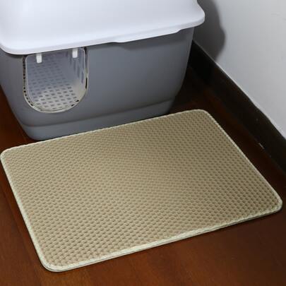 1pc Cat Litter Box Mat, Splash Proof, Brown