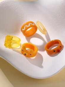 5入組/套黃色的樂趣動物卡通樹脂環 - 黃色 - 查看 3