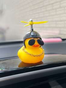 1 buc. Ornament creativ pentru mașină din plastic, cu design de rață galbenă