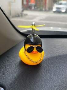 1 buc. Ornament creativ pentru mașină din plastic, cu design de rață galbenă