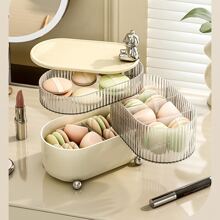 Cosmetic Storage Box,1Pc Multifunctional Rotating Desk Organizer Box, Detachable Layers For Jewelry, Lipsticks, Hair Accessories And Cosmetics Storage, Dustproof With Cover,Room,Home,Bedroom,Bathroom,House,Pink Room,Living Room Decor,Travel Stuff,Gift Bag,Gifts For Mom,Dad,Men,Friends,Teacher,Birthday,Wedding,Desk,Shelves,Accessories,Gift Boxes,Funny Gift,Storage - Beige - View 3