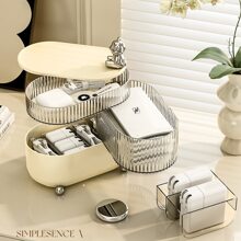 Cosmetic Storage Box,1Pc Multifunctional Rotating Desk Organizer Box, Detachable Layers For Jewelry, Lipsticks, Hair Accessories And Cosmetics Storage, Dustproof With Cover,Room,Home,Bedroom,Bathroom,House,Pink Room,Living Room Decor,Travel Stuff,Gift Bag,Gifts For Mom,Dad,Men,Friends,Teacher,Birthday,Wedding,Desk,Shelves,Accessories,Gift Boxes,Funny Gift,Storage - Beige - View 9