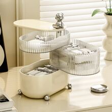 Cosmetic Storage Box,1Pc Multifunctional Rotating Desk Organizer Box, Detachable Layers For Jewelry, Lipsticks, Hair Accessories And Cosmetics Storage, Dustproof With Cover,Room,Home,Bedroom,Bathroom,House,Pink Room,Living Room Decor,Travel Stuff,Gift Bag,Gifts For Mom,Dad,Men,Friends,Teacher,Birthday,Wedding,Desk,Shelves,Accessories,Gift Boxes,Funny Gift,Storage - Beige - View 10