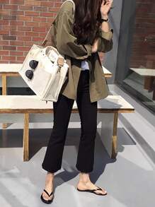 Dung lượng lớn Giải trí tranh sơn dầu Nhiều Túi Túi tote - Màu be - Xem 9