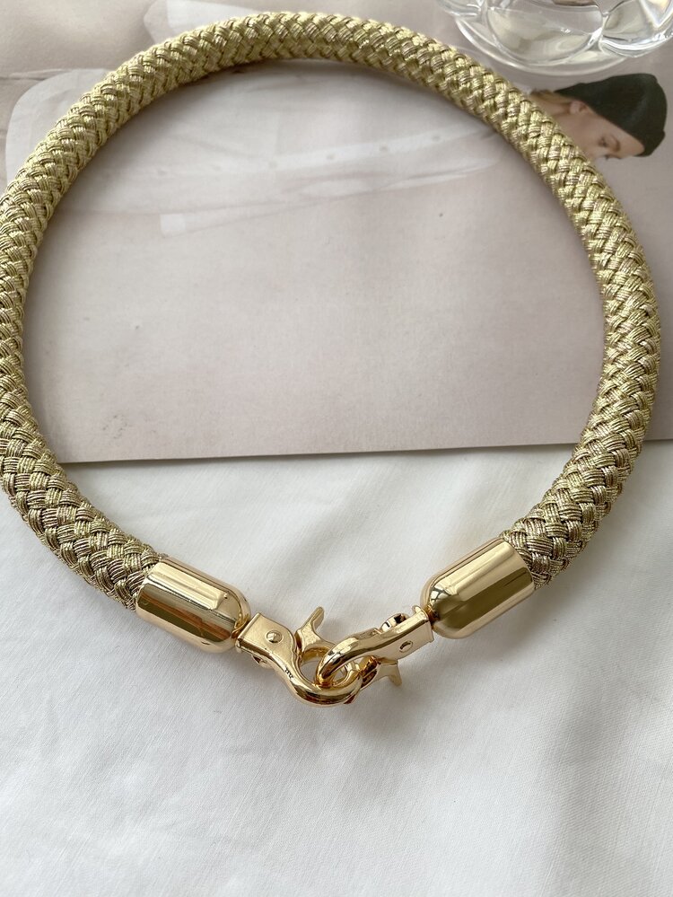 Pu皮編織繩手提袋肩帶,手工製作袋子diy配件 - 金色 - 查看 4