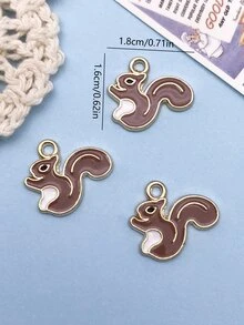 12入組時尚琺瑯合金松果松鼠動物吊墜DIY吊墜適用於項鍊手環耳環珠寶製作配件首飾類用品 - 棕色 - 查看 3