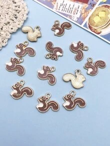 12入組時尚琺瑯合金松果松鼠動物吊墜DIY吊墜適用於項鍊手環耳環珠寶製作配件首飾類用品 - 棕色 - 查看 2