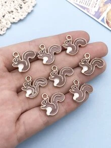 12入組時尚琺瑯合金松果松鼠動物吊墜DIY吊墜適用於項鍊手環耳環珠寶製作配件首飾類用品 - 棕色 - 查看 4