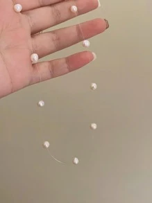 1 件米色仿珍珠项链，法式优雅女士通勤和约会颈链，休闲度假颈链配饰