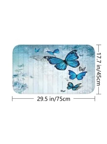 1 件蓝色涤纶防水隔热浴帘，带蝴蝶印花或 1.3 厘米厚防滑浴室垫，家居浴室装饰浴室地毯地毯户外地毯门垫秋季装饰浴室配件返校入口装饰 - 藍色 - 查看 7