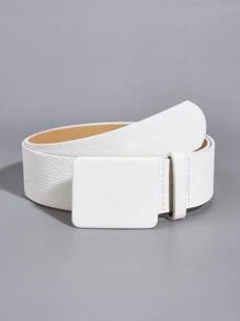 1 Miếng Của phụ nữ Rộng 3.8CM Vải Mẫu Nút dây nịt PU - trắng - Xem 1