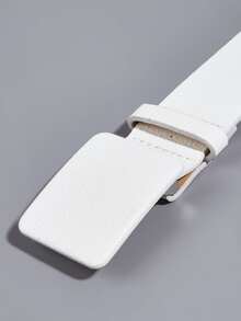 1 Miếng Của phụ nữ Rộng 3.8CM Vải Mẫu Nút dây nịt PU - trắng - Xem 4