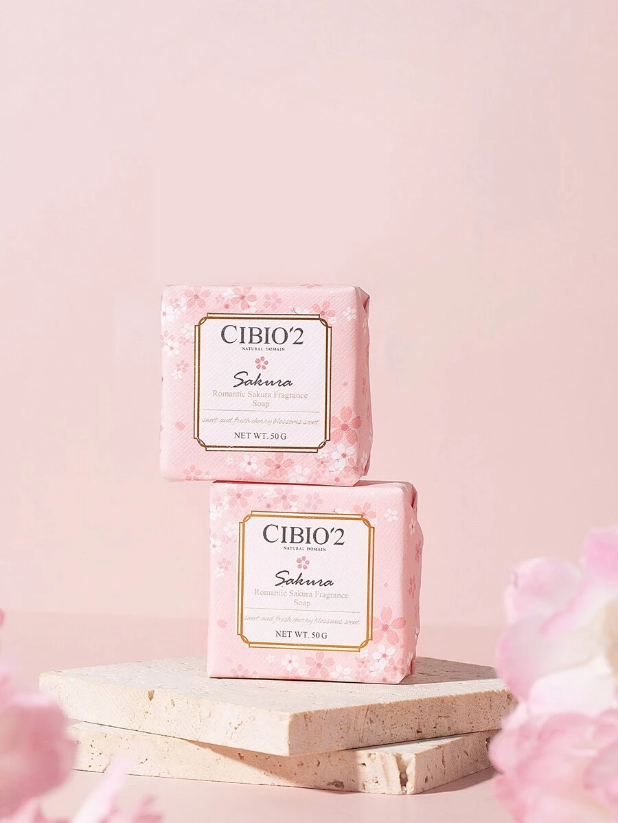 CIBIO'2 2入組櫻花有香味手工肥皂 - 粉色 - 查看 1