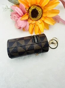 1pc Fashionable Mini Bucket Bag Keychain Coin Purse Keyring Mini Storage Key Holder Casual - Coffee Brown - View 6