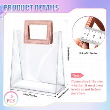 5 transparente Bolsa de regalo con asa transparente PVC Bolsa de regalo con tarea pesada asa regalo cruzado Bolso para boda , fiesta de bienvenida al bebé , nupcial ducha , de cumpleaños , fiesta , 7 X 4 X 8 pulgadas ( rosado ) - Rosa - Ver 8