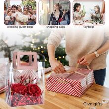 5 transparente Bolsa de regalo con asa transparente PVC Bolsa de regalo con tarea pesada asa regalo cruzado Bolso para boda , fiesta de bienvenida al bebé , nupcial ducha , de cumpleaños , fiesta , 7 X 4 X 8 pulgadas ( rosado ) - Rosa - Ver 3