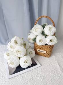 16Pcs 1 Box 3.1in Head Peony Fake Flower Heads in Bulk Wholesale for Crafts Silk Flower Head Silk Artificial Flowers for Wedding Decoration DIY Decorative Wreath Party Festival Home Decor